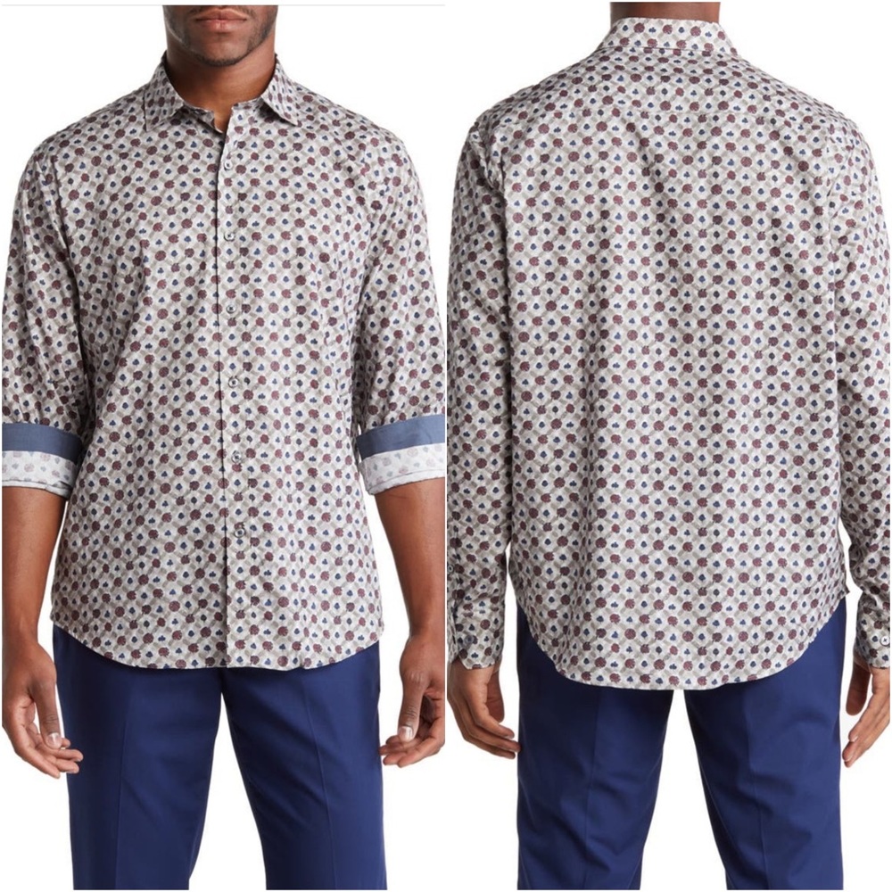 Bugatchi Abstract Print Button-Up Shirt - image 2